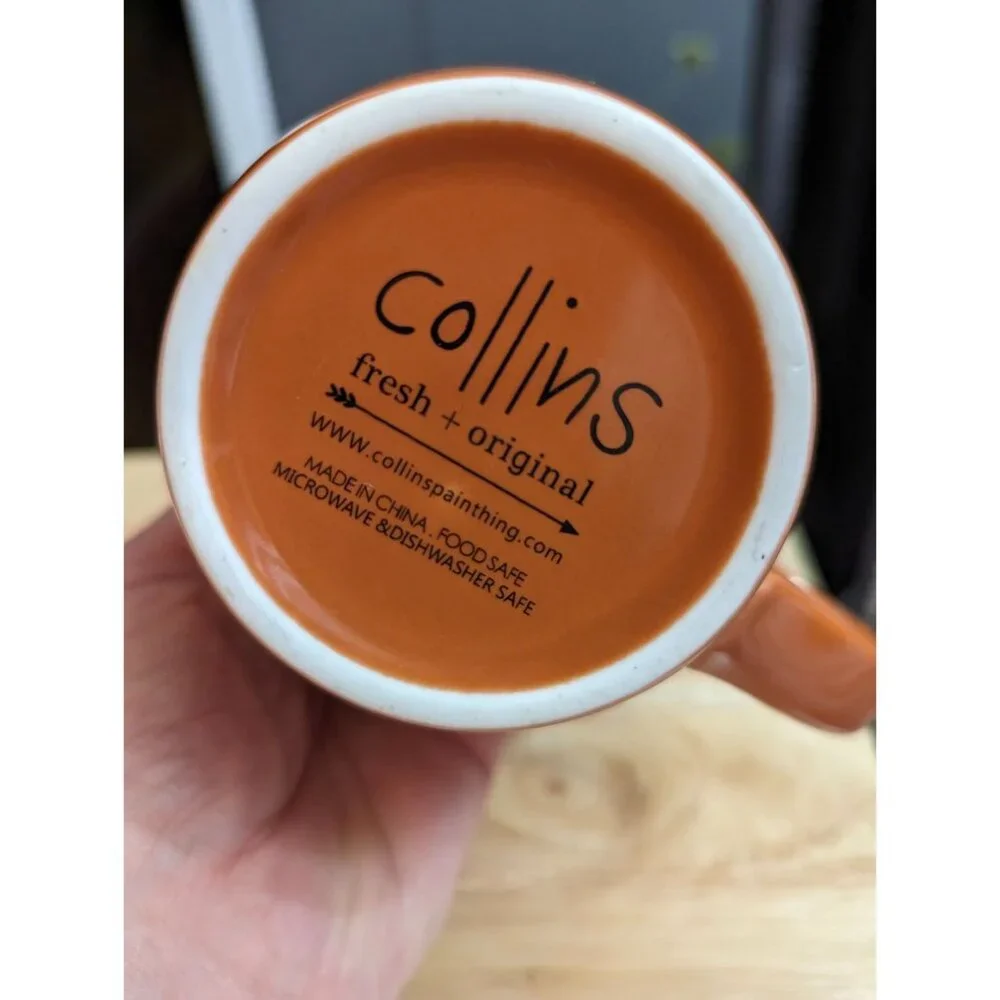 Collins‎ Fresh + Org brand large mug 4 inch orange Happy Pumpkin Spice Season